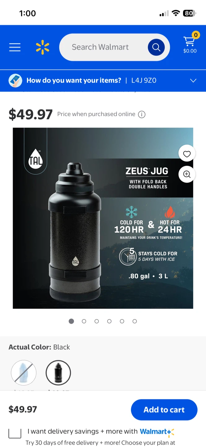TAL Zeus Stainless Steel Water Bottle - 3L Black - photo 3