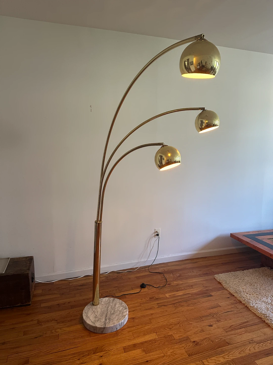 Three-Arm Brass Arc Floor Lamp - photo 2