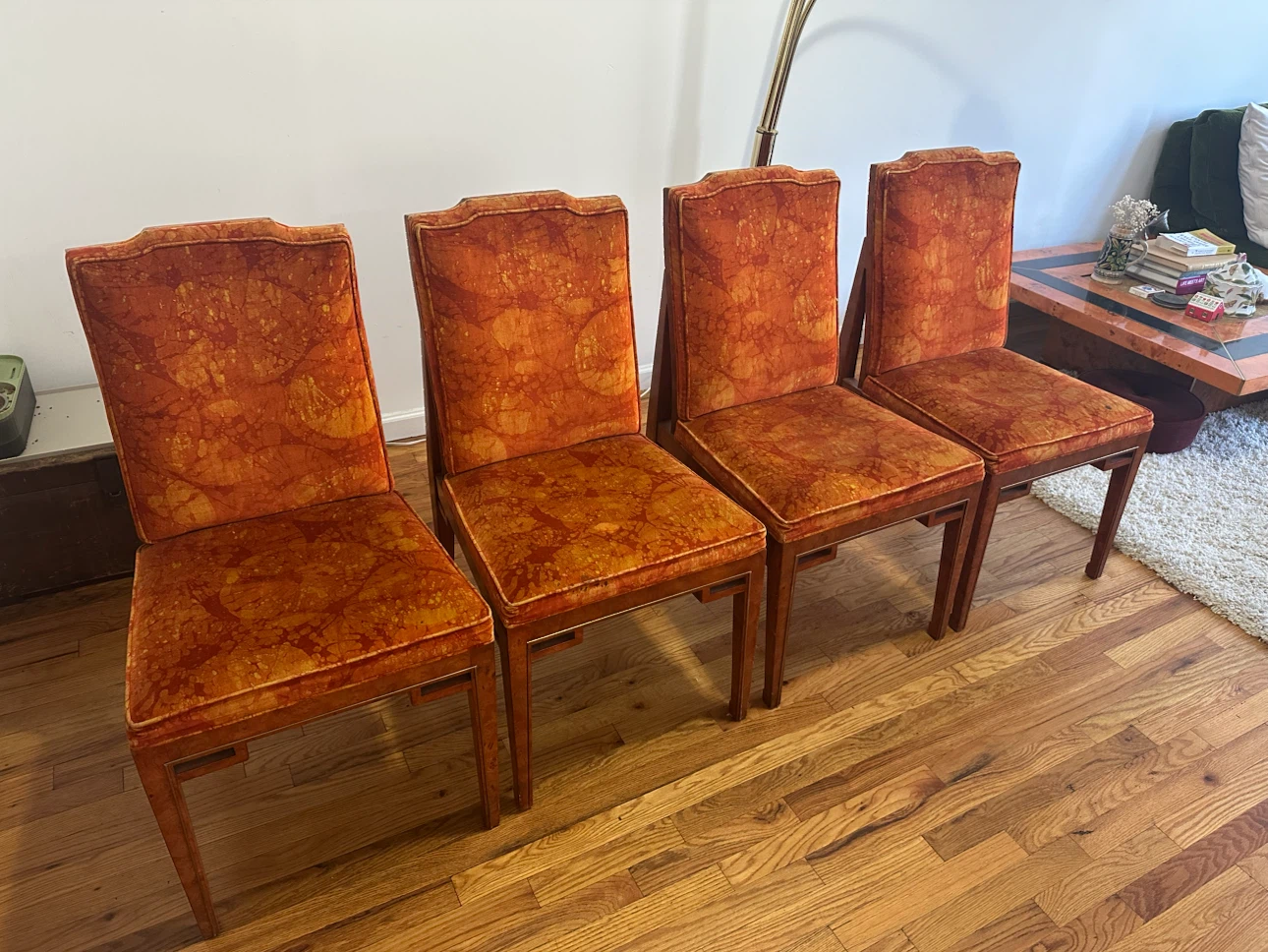Vintage set of four high-back dining chairs