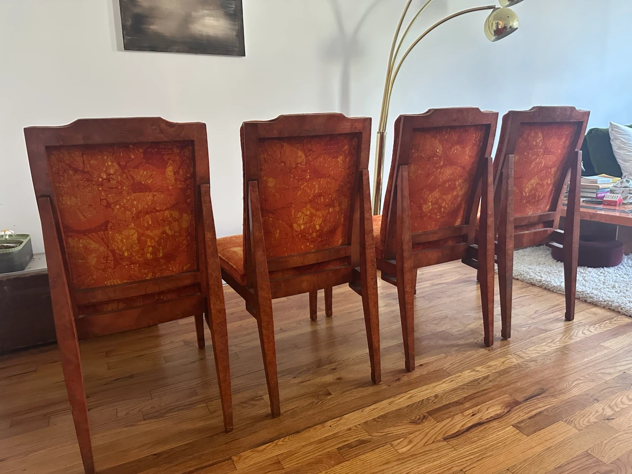 Vintage set of four high-back dining chairs - photo 2
