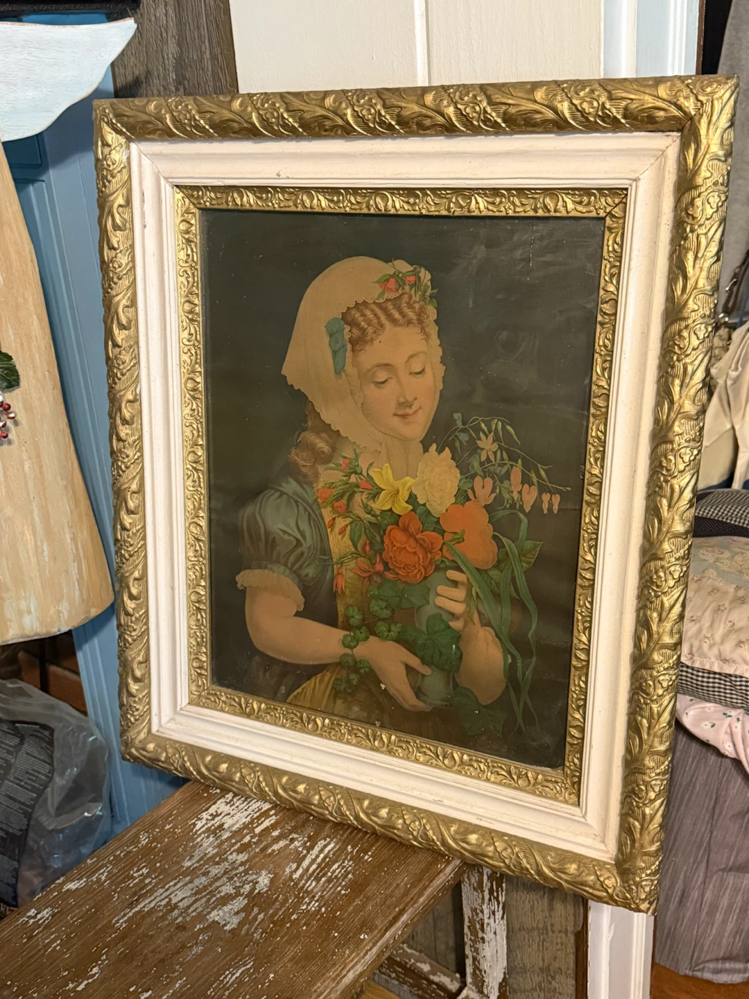 Vintage Victorian Print In Ornate Frame