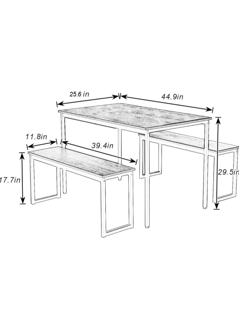 Space-Saving 3-Piece Dining Table and Bench Set - photo 2