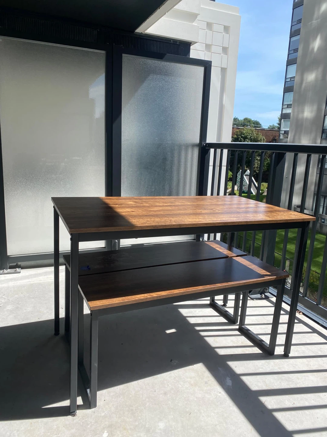 Space-Saving 3-Piece Dining Table and Bench Set