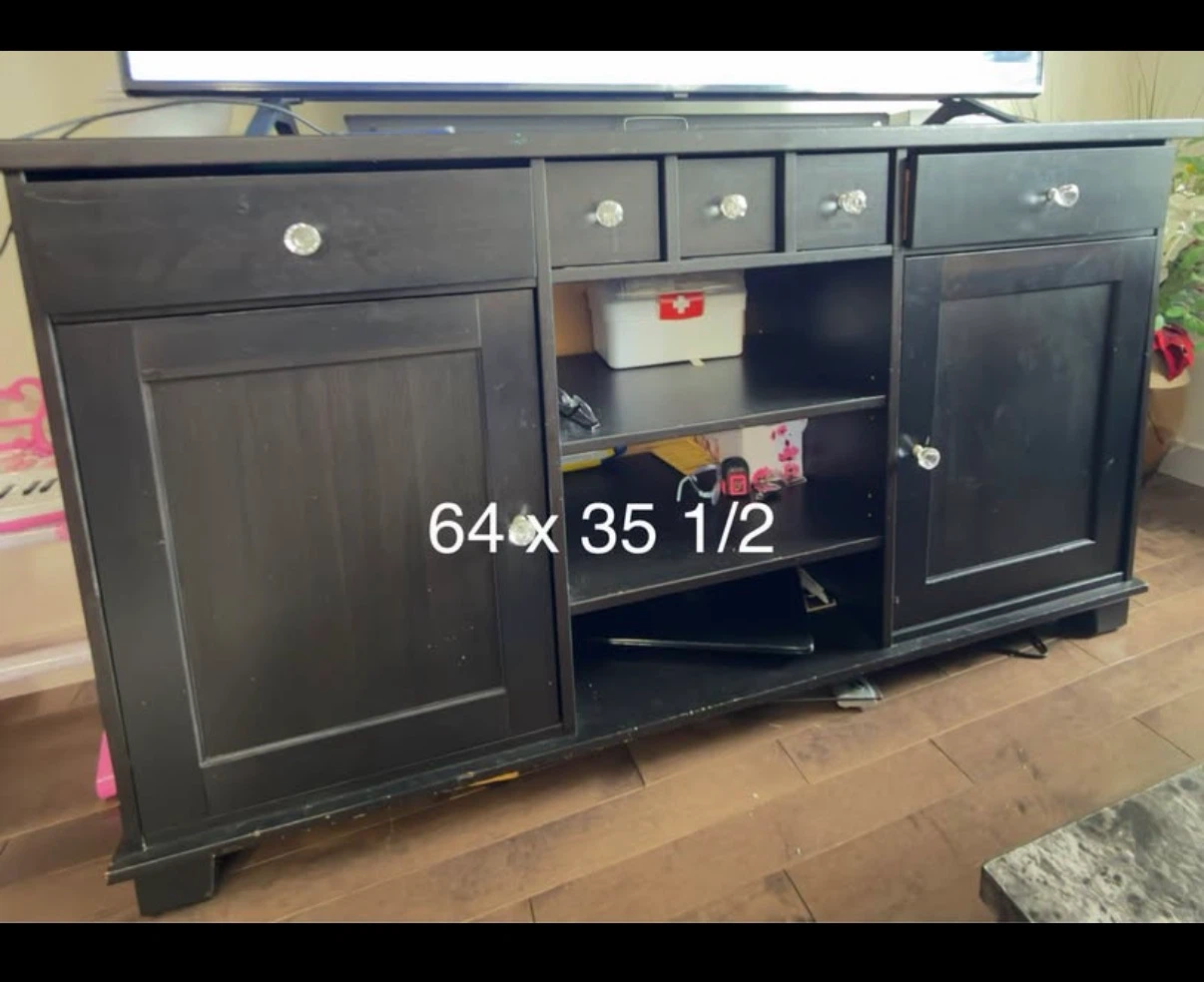 Black Media Console with Storage