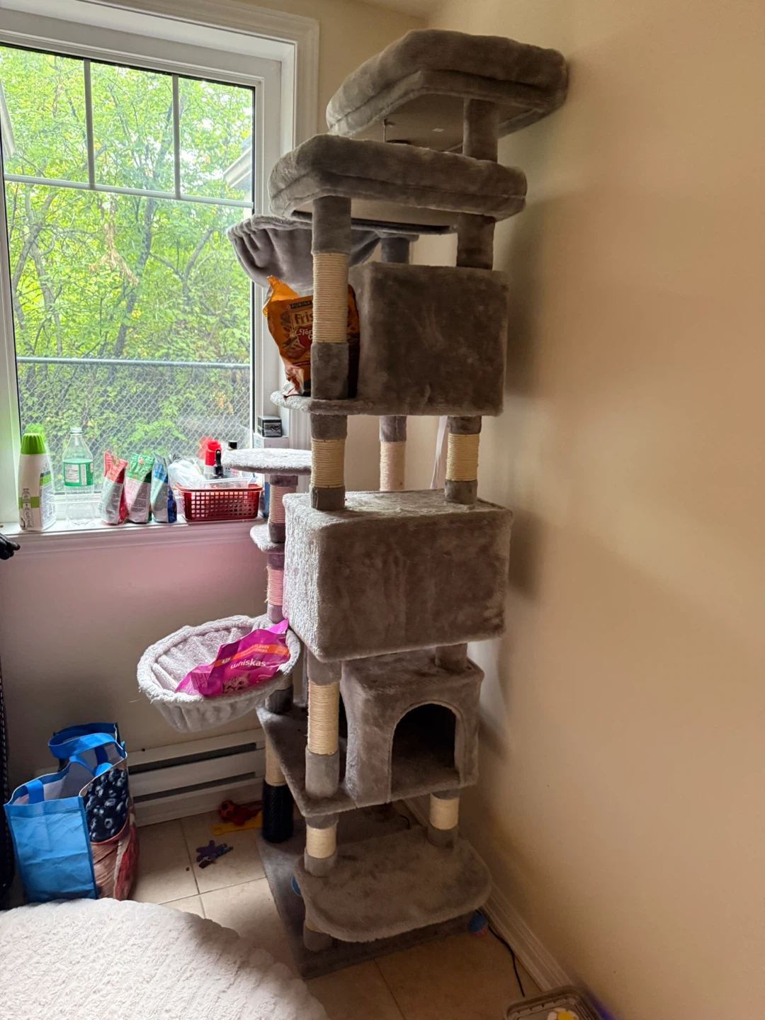 Tall Grey Multi-Level Cat Tree