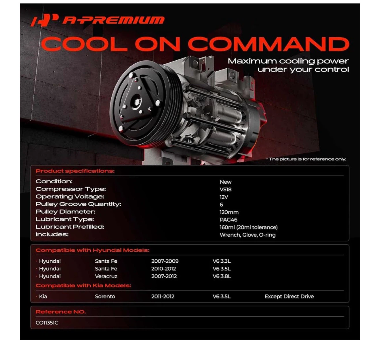 Hyundai and Kia Air Conditioner AC Compressor with Clutch - photo 3