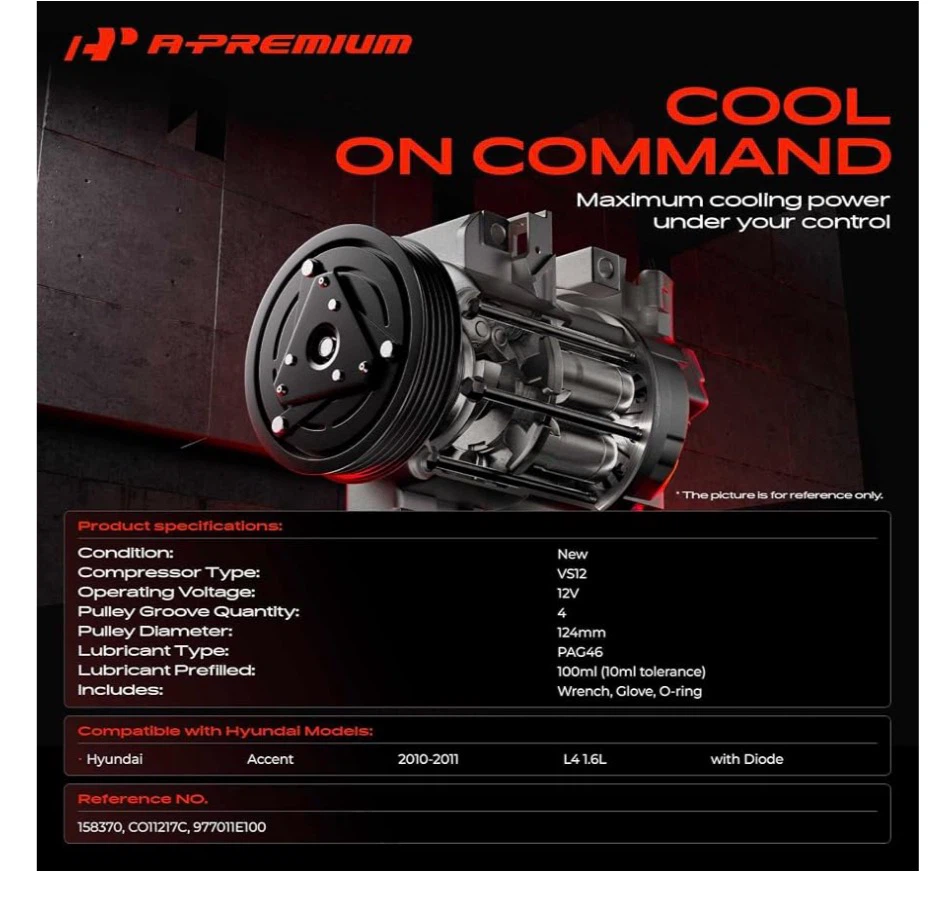 AC Compressor with Clutch Compatible with Hyundai Accent - photo 2