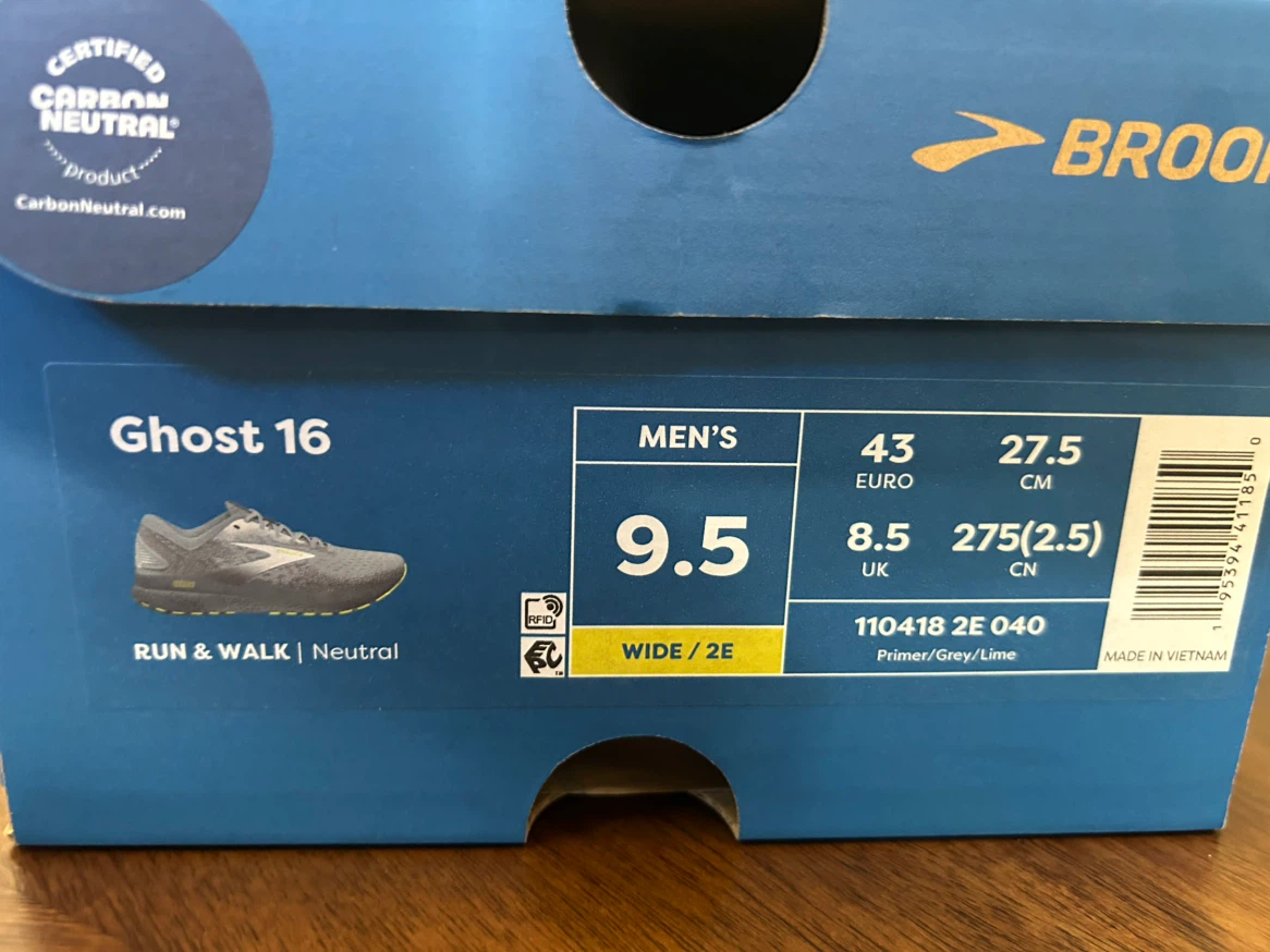 Brooks Ghost 16 Men’s Running Shoes – Size 9.5 2E - photo 5