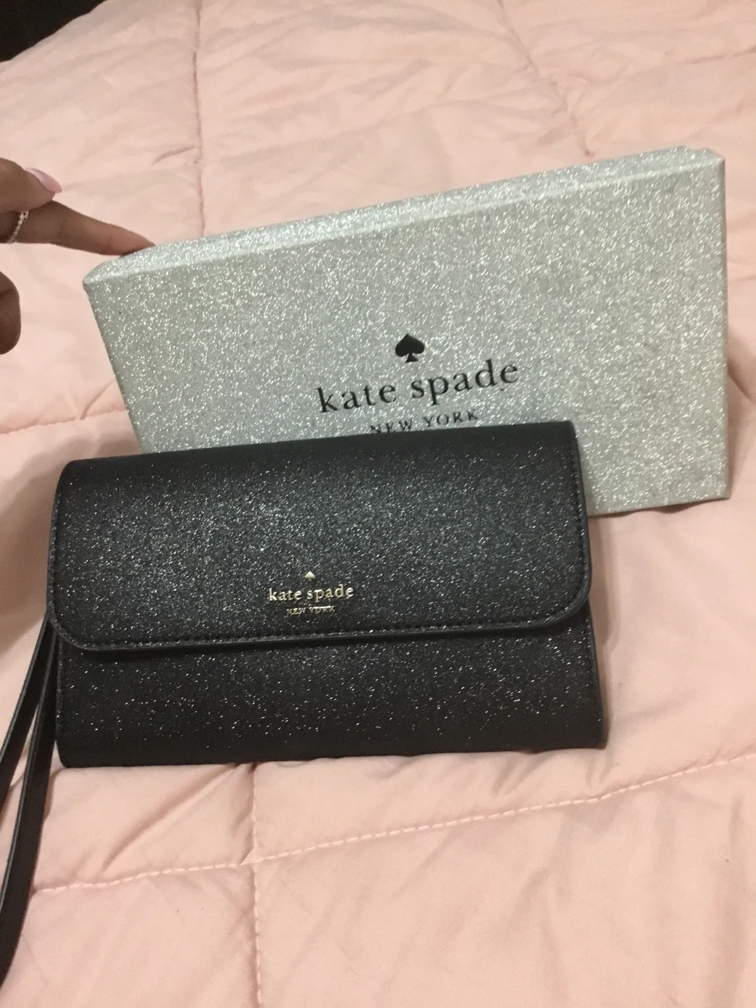 Kate Spade Black Glitter Wallet/Wristlet