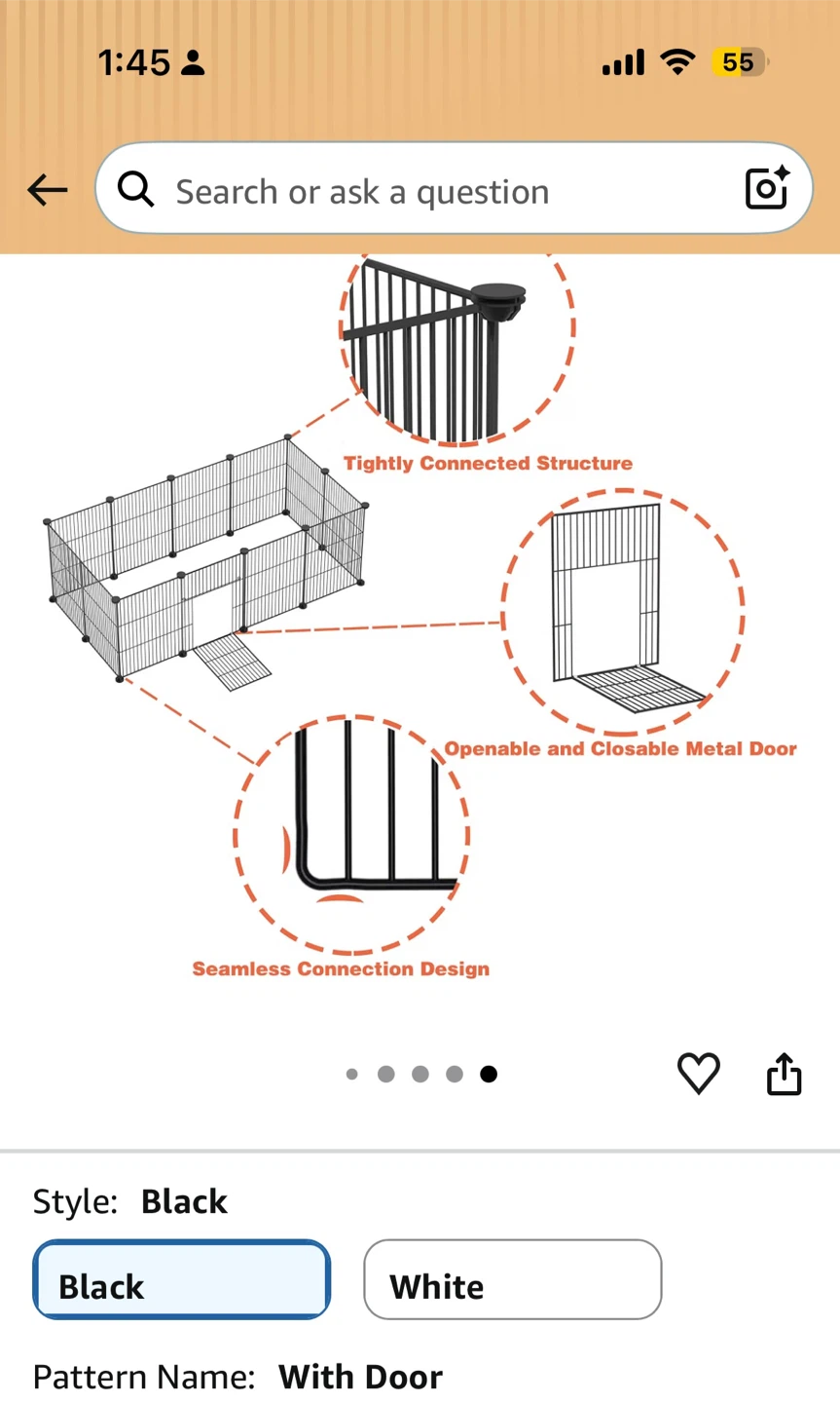 Black Metal Modular Pet Playpen with Door