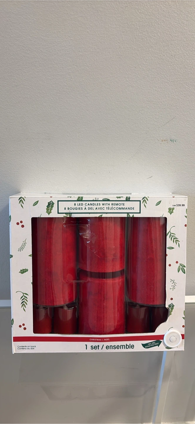 8 Red LED Wax Candles with Remote