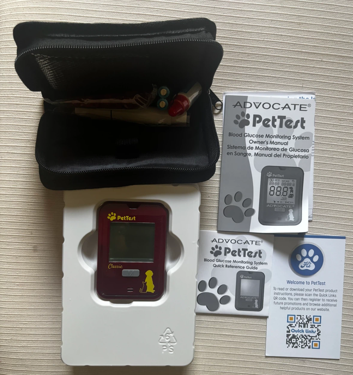 NEW Advocate PetTest Blood Glucose Meter Kit for Dogs & Cats