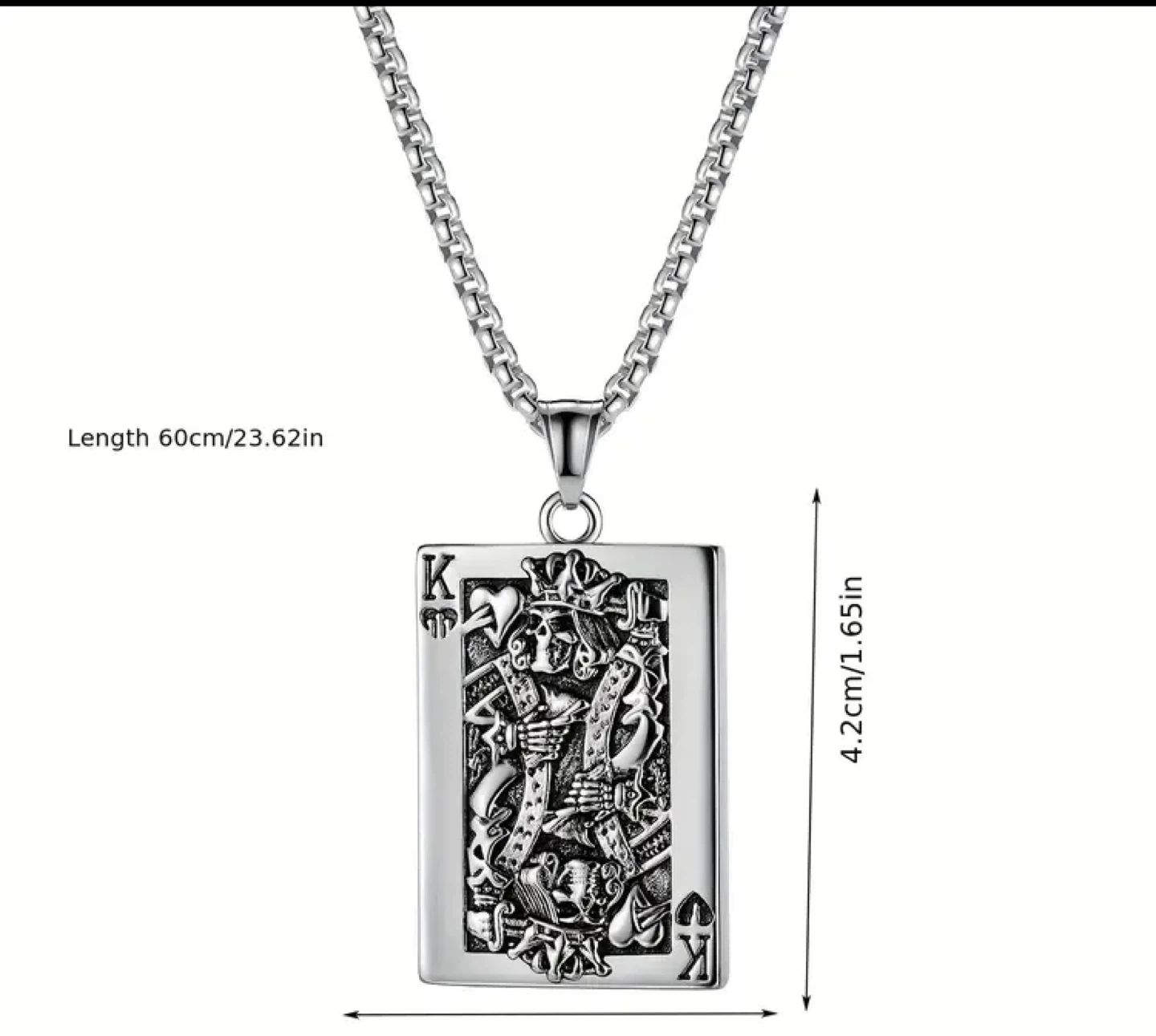 King of Hearts Skull Playing Card Necklace