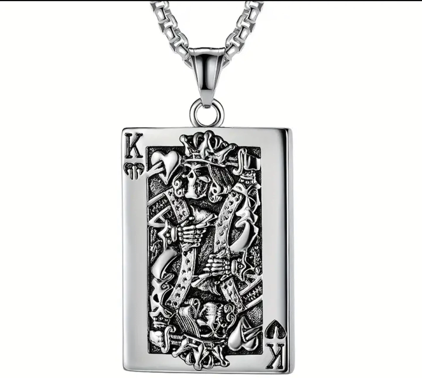 King of Hearts Skull Playing Card Necklace - photo 2