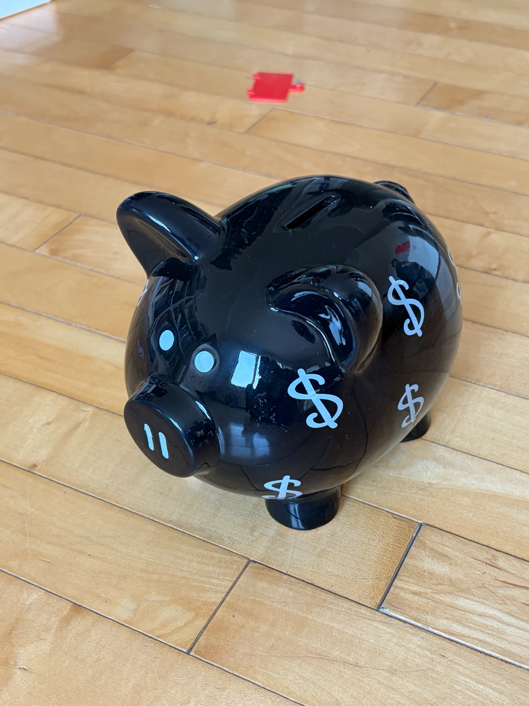 Glass Black Money Sign Piggy Bank