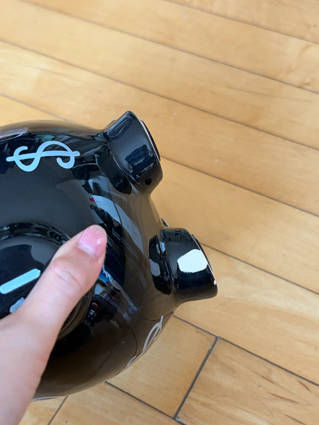 Glass Black Money Sign Piggy Bank - photo 3