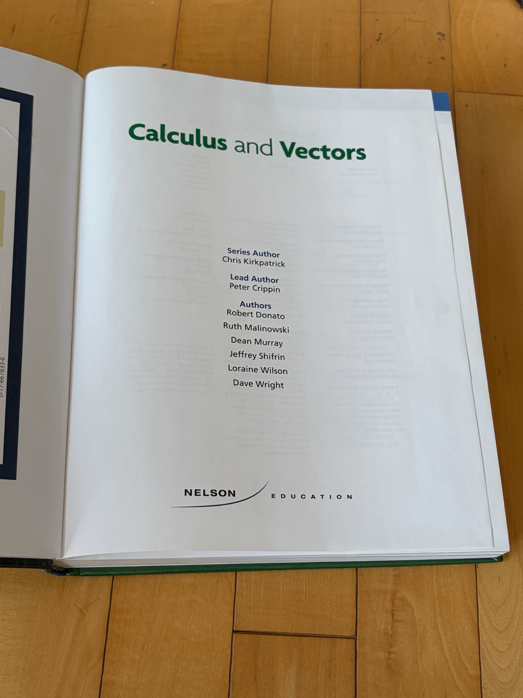 Nelson Calculus and Vectors Textbook - photo 2