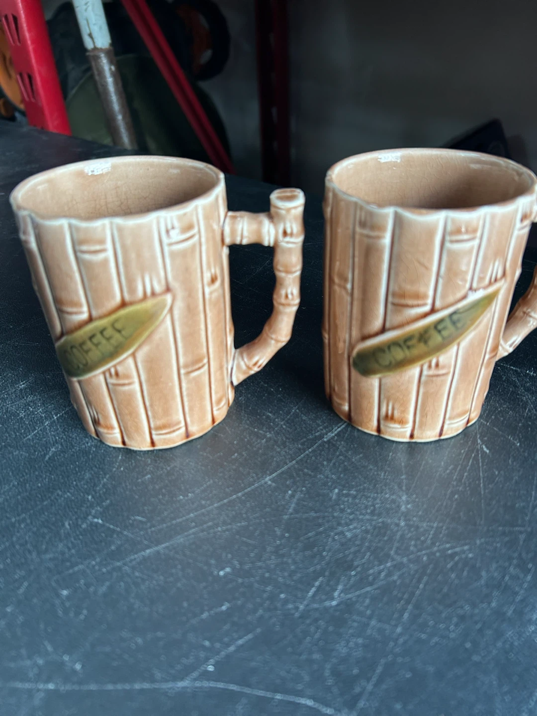 Vintage Bamboo-Style Coffee Mugs
