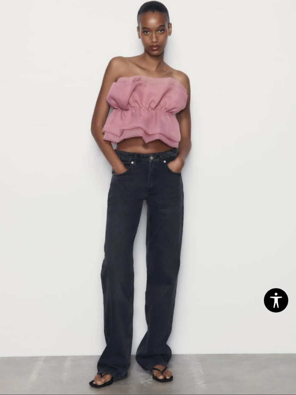 Zara Pink Strapless Ruffle Top - photo 4