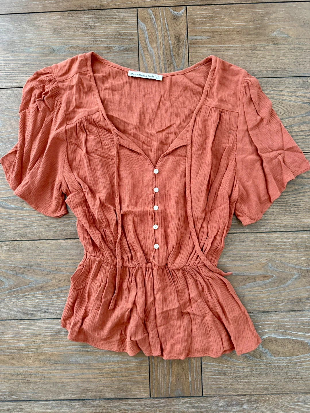 Abercrombie & Fitch Rusty Orange Peplum Top - Small