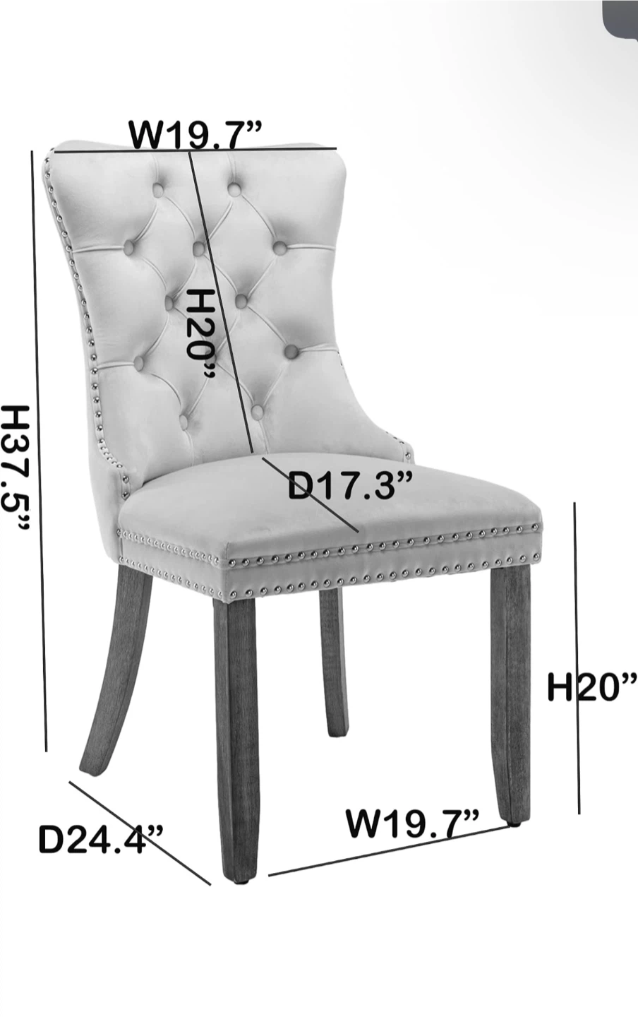 Set of 6 Cream Velvet Dining Chairs - photo 2