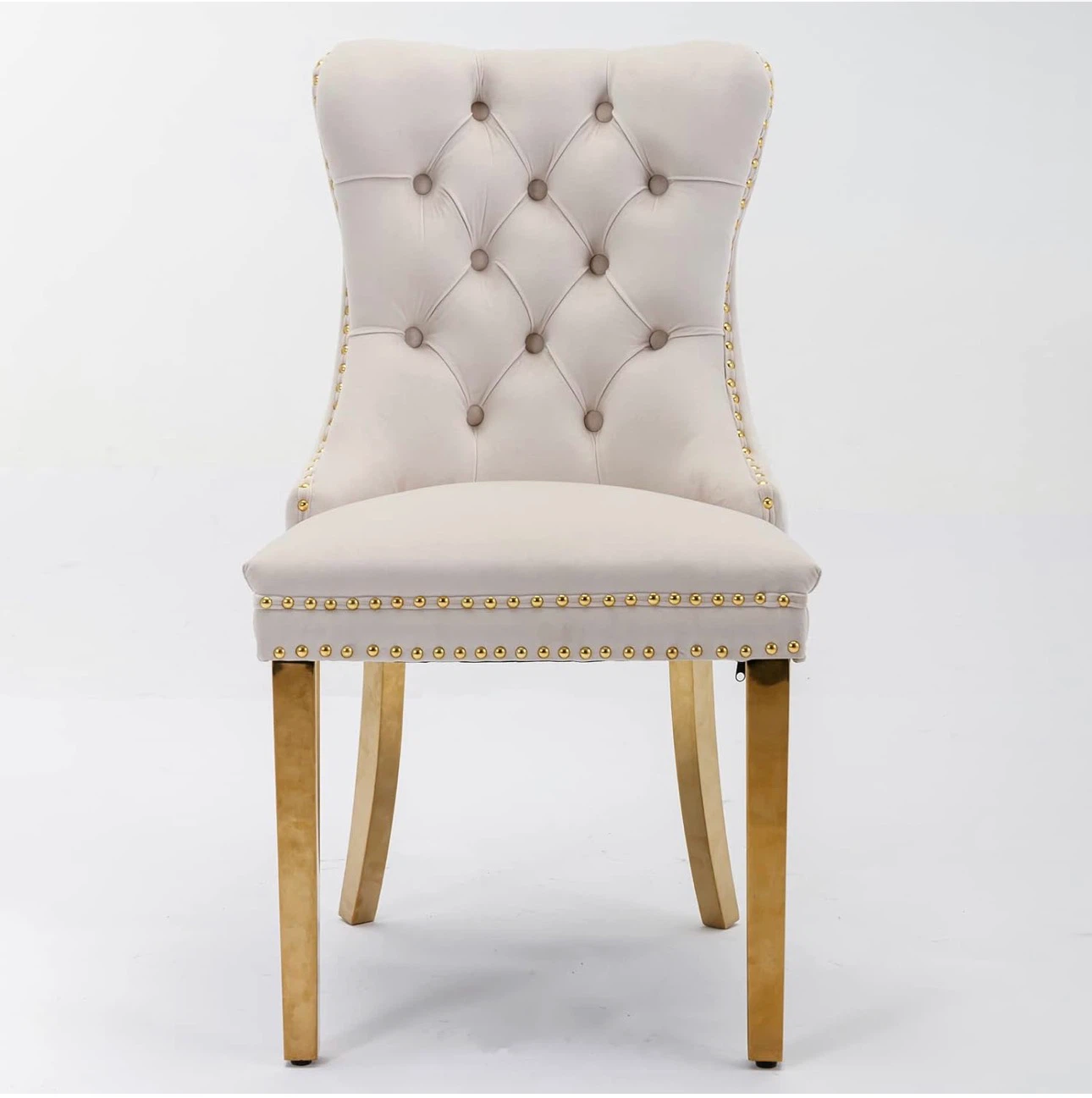 Set of 6 Cream Velvet Dining Chairs - photo 3