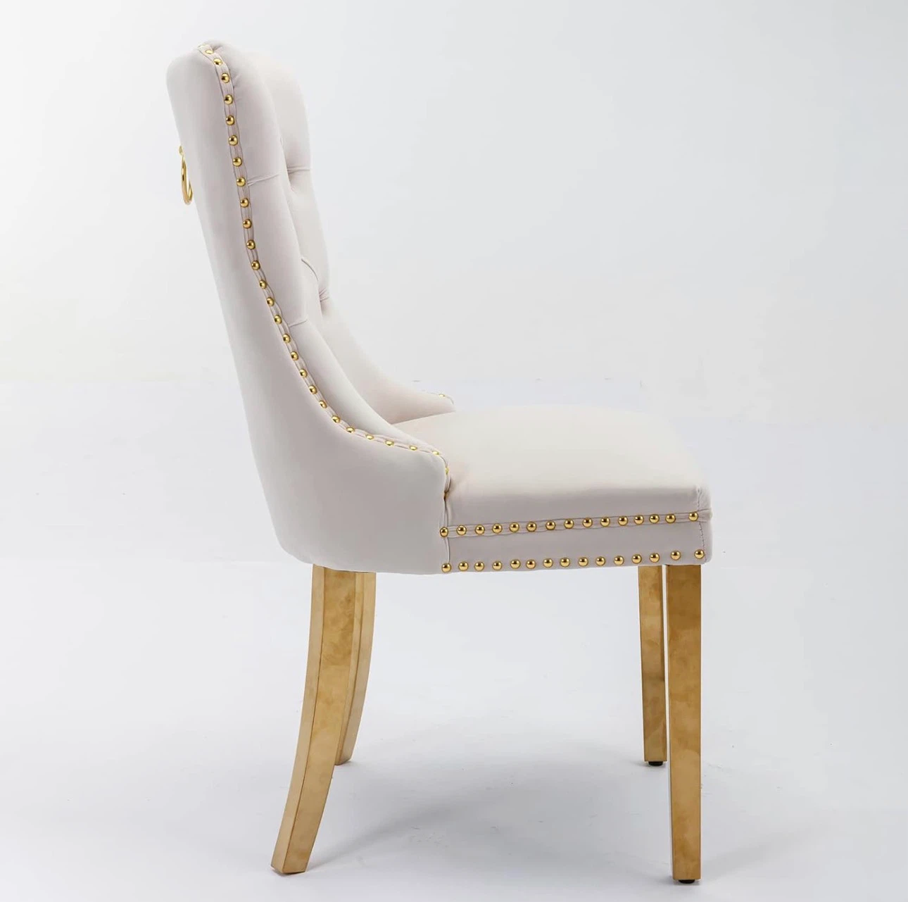Set of 6 Cream Velvet Dining Chairs - photo 4
