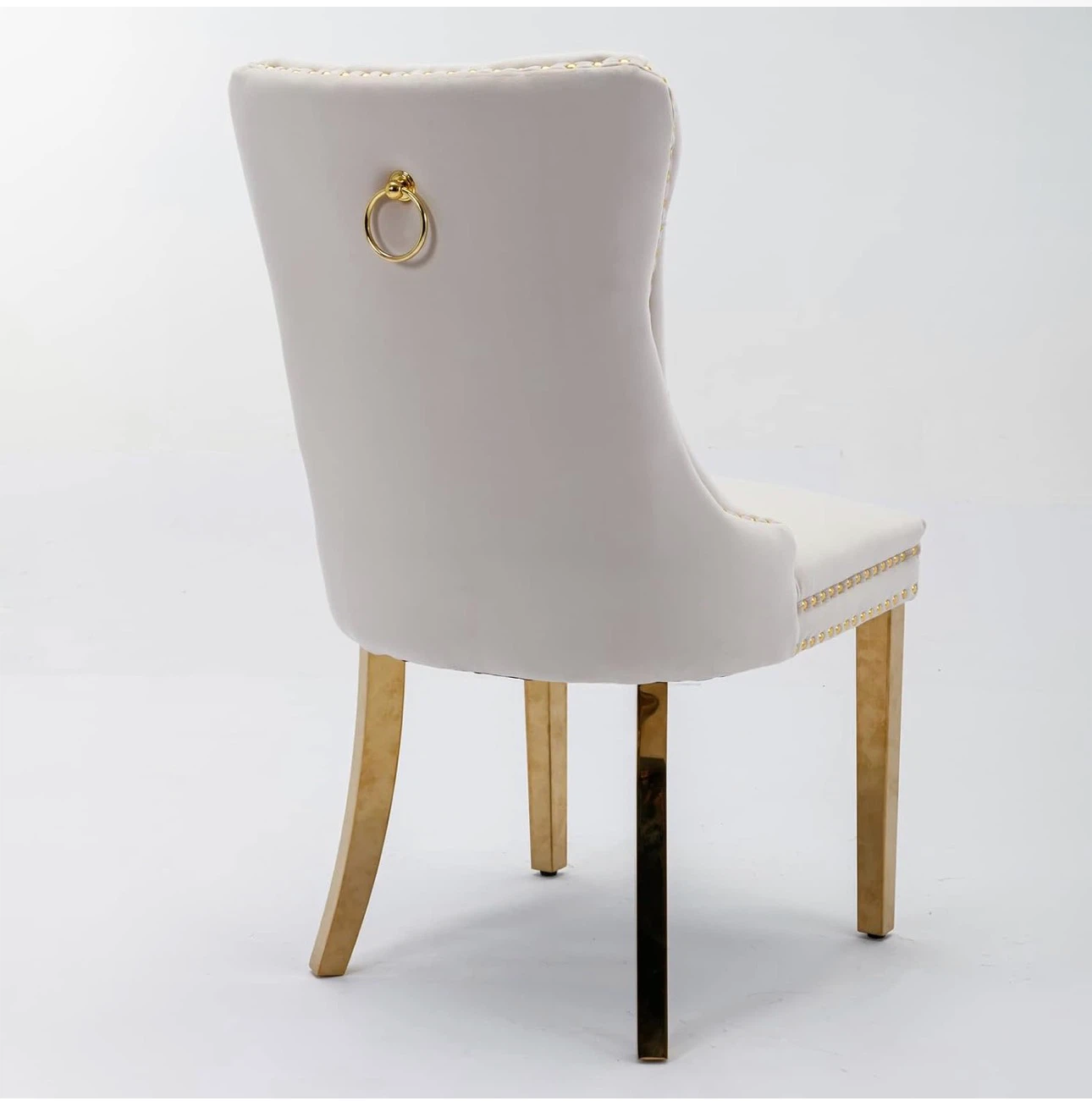 Set of 6 Cream Velvet Dining Chairs - photo 5