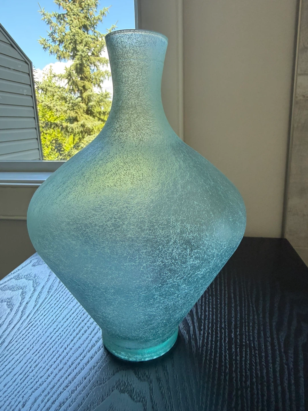 Lovely turquoise  glass vase