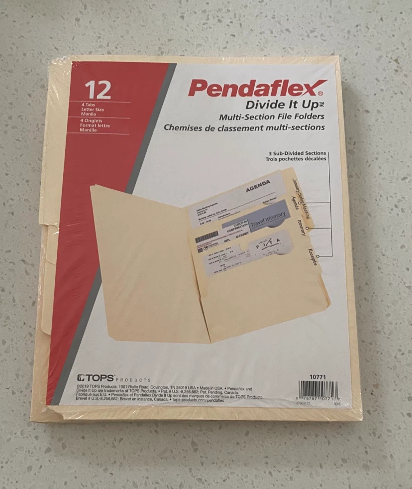 Pendaflex Divide It Up Multi-Section File Folders 12 Pack