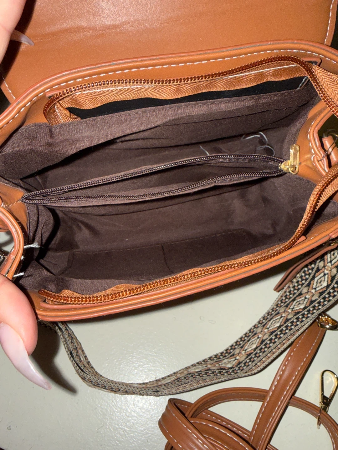 Tan Floral Embossed Crossbody Bag - photo 3