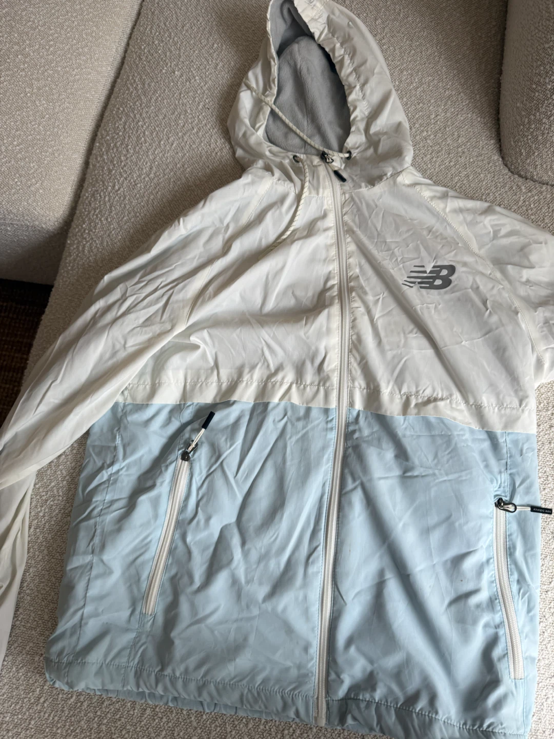 New Balance White and Blue Windbreaker