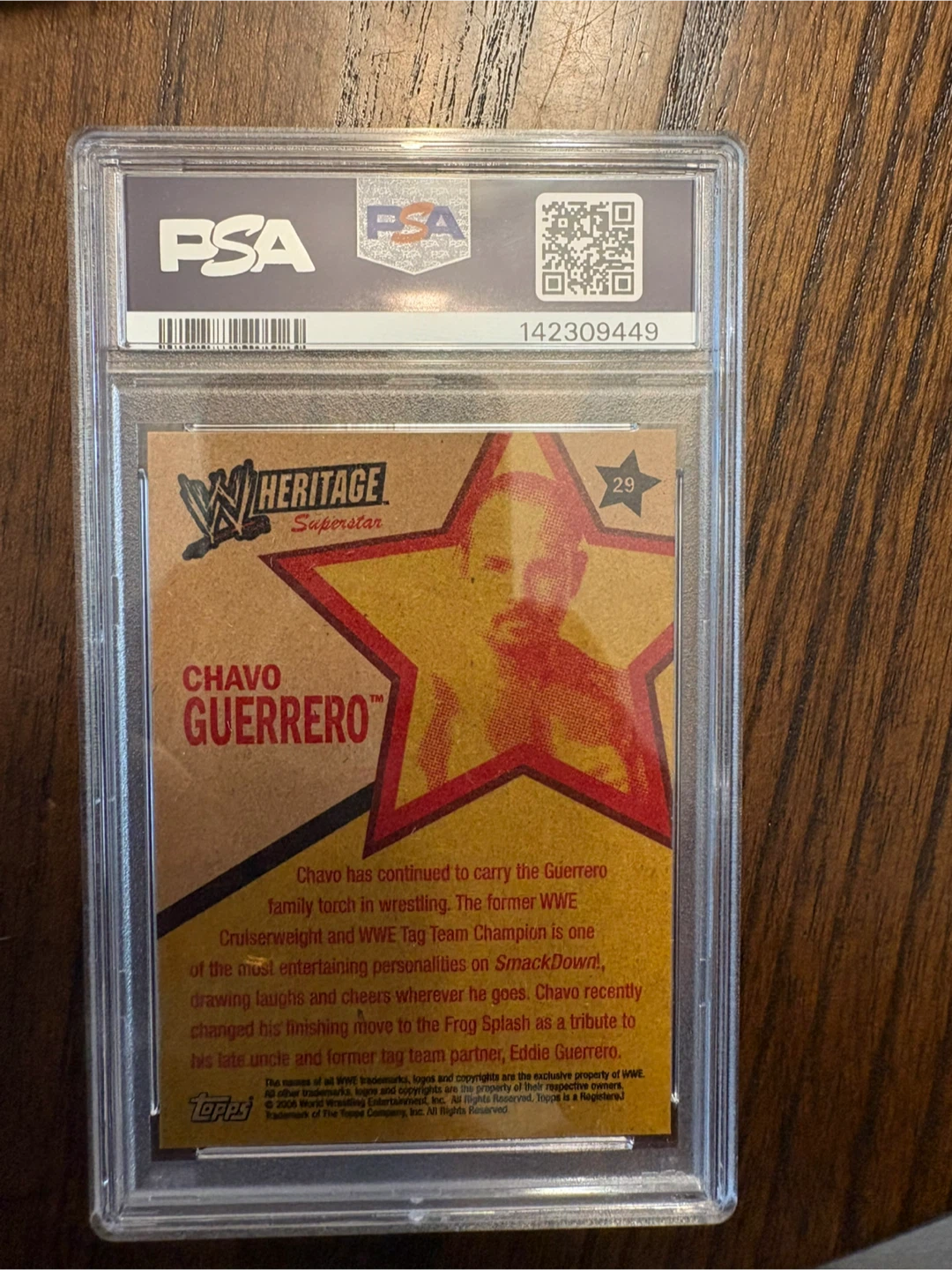 2006 Topps WWE Chavo Guerrero Heritage II PSA 10 - photo 2
