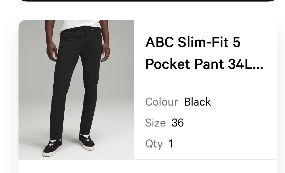 Lululemon ABC Pant Slim 36x34 Black