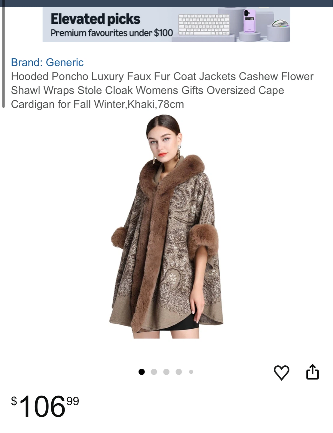 Hooded Faux Fur Trim Poncho Cape - photo 3