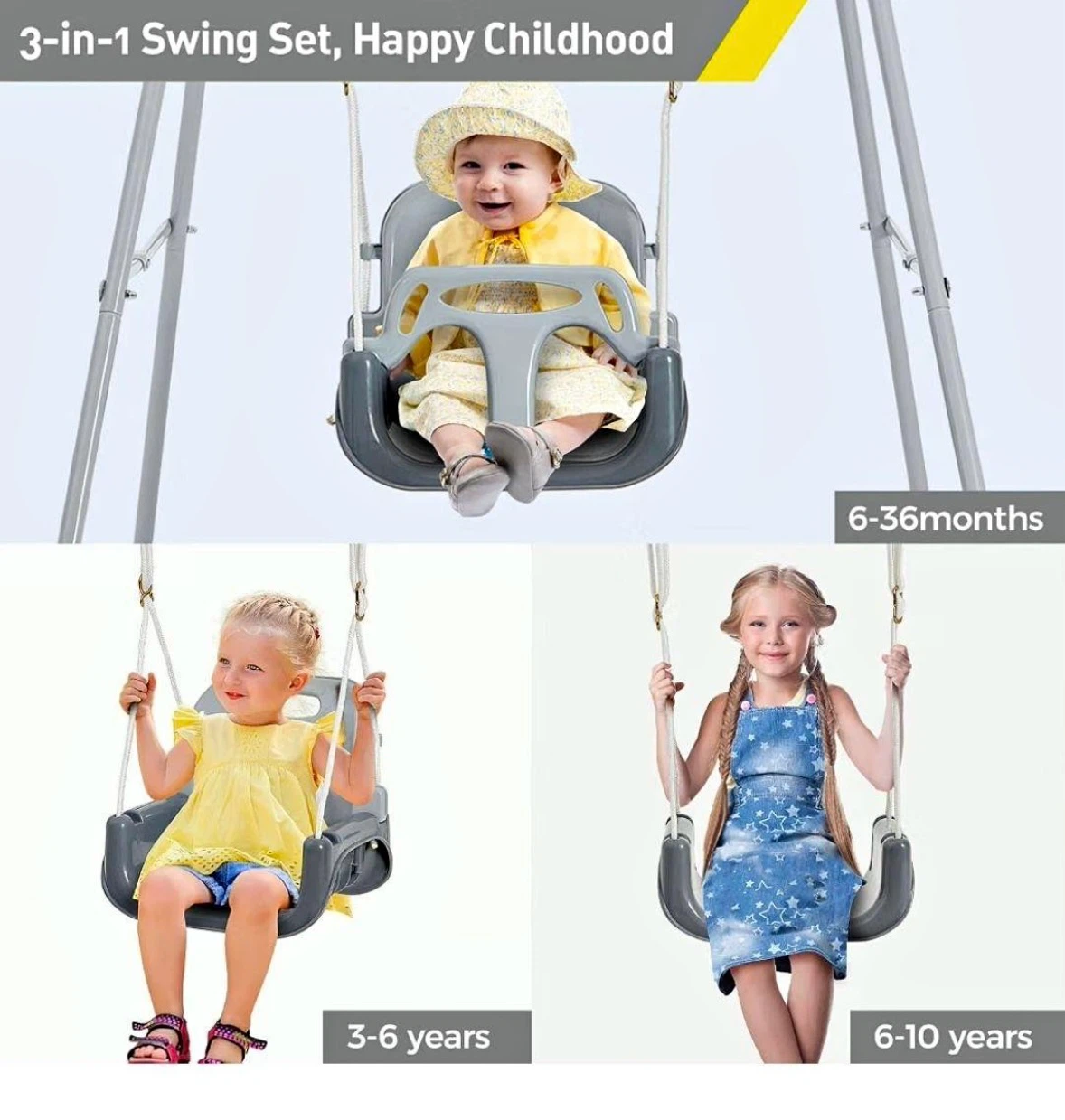 3-in-1 Foldable Kids Swing Set