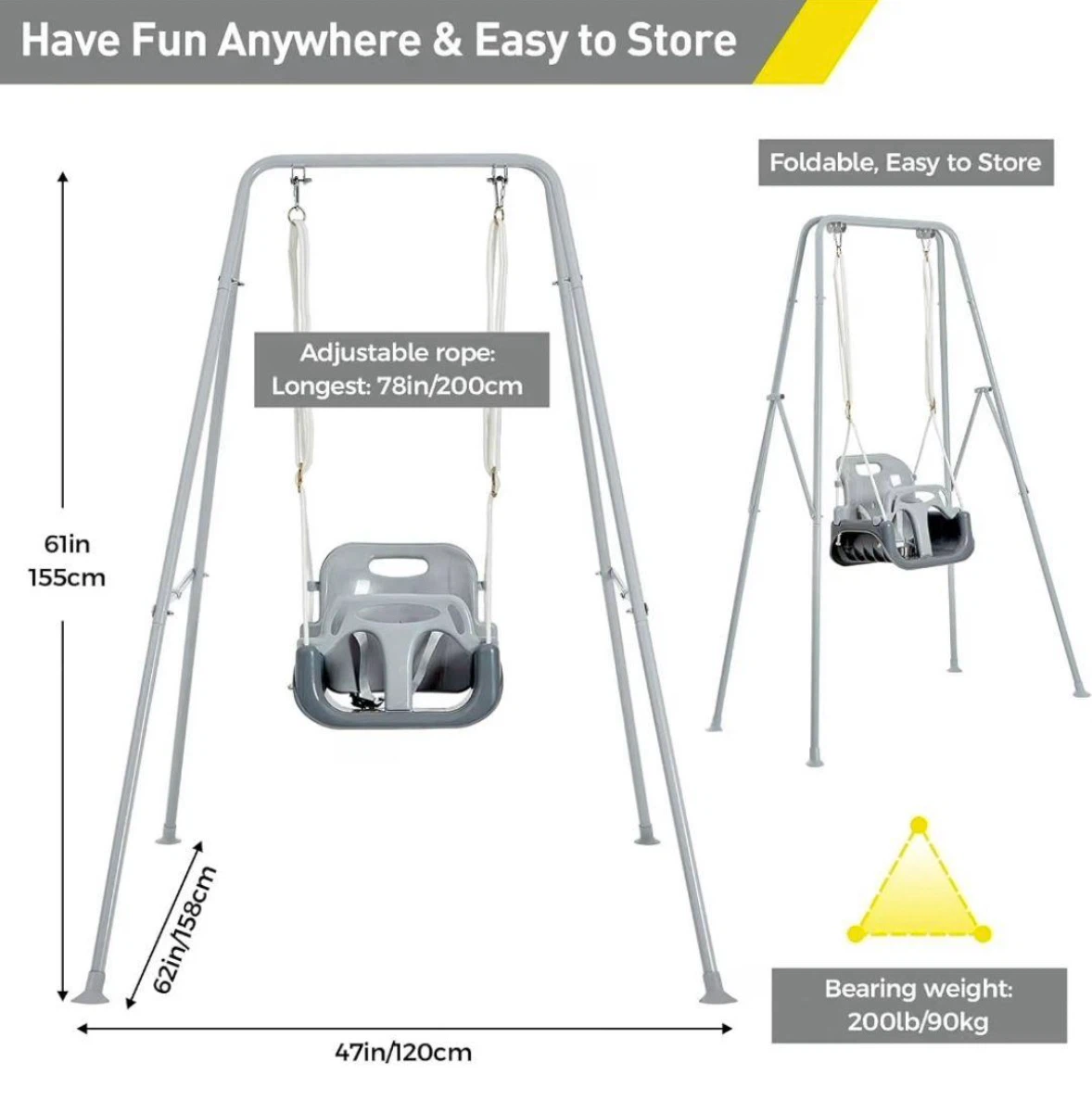 3-in-1 Foldable Kids Swing Set - photo 3