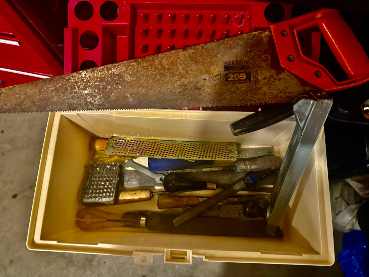 Toolbox with a bunch of Wood Working Tools