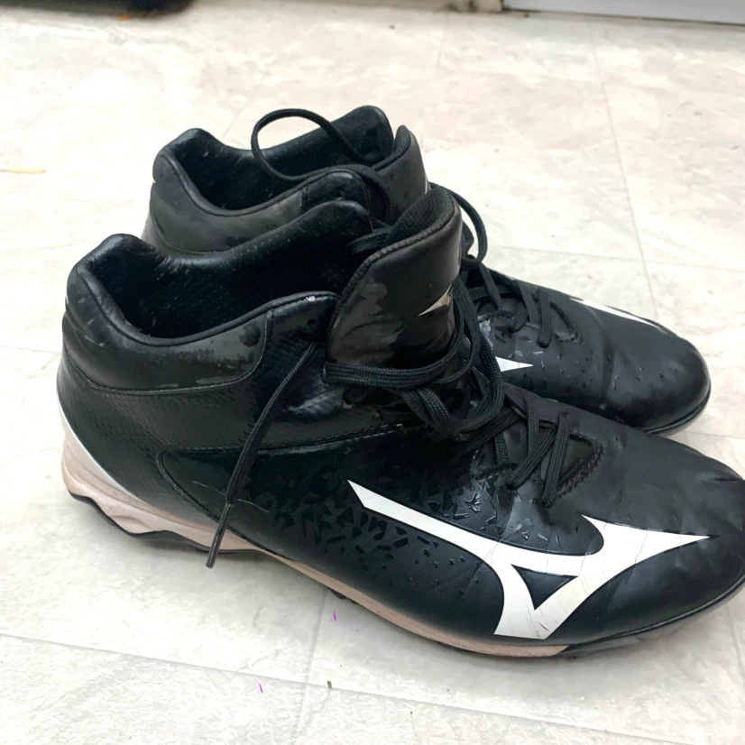 Men’s Baseball Cleats Size 9.5 Black White Outdoor Sports Shoes - photo 3