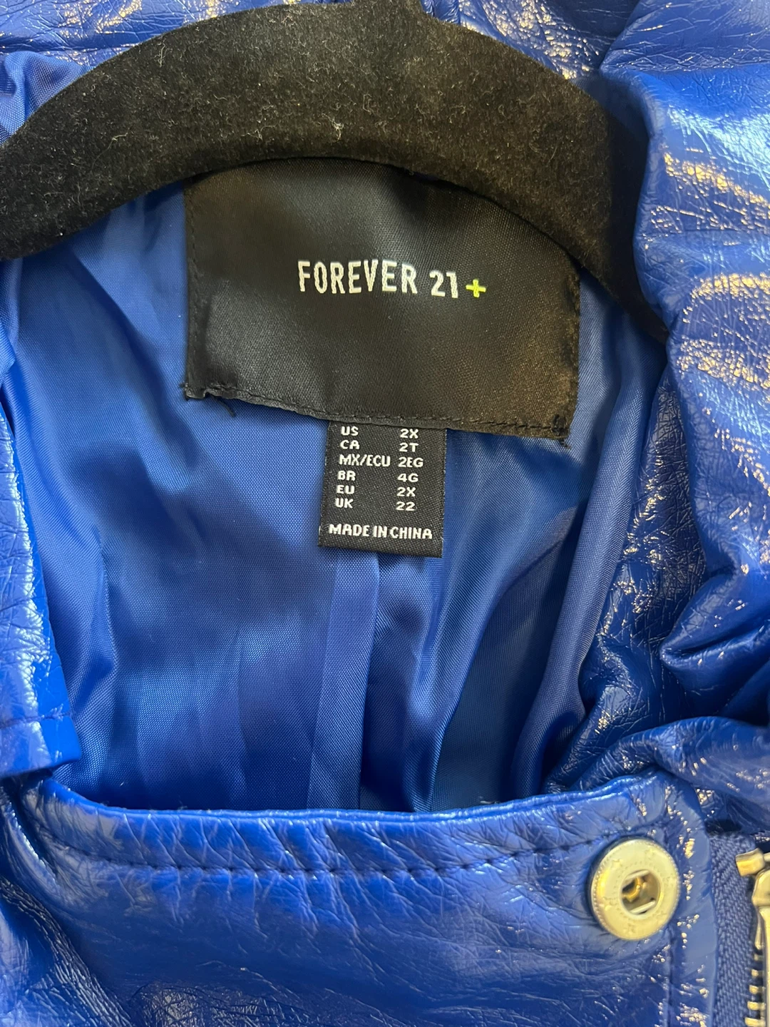 Forever 21+ Blue Faux Leather Biker Jacket - photo 2