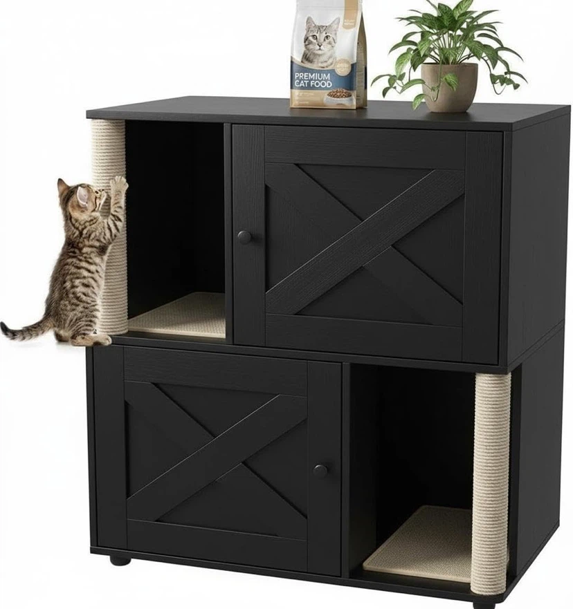 Garvee Double Layer Cat Litter Enclosure for 2 Cats