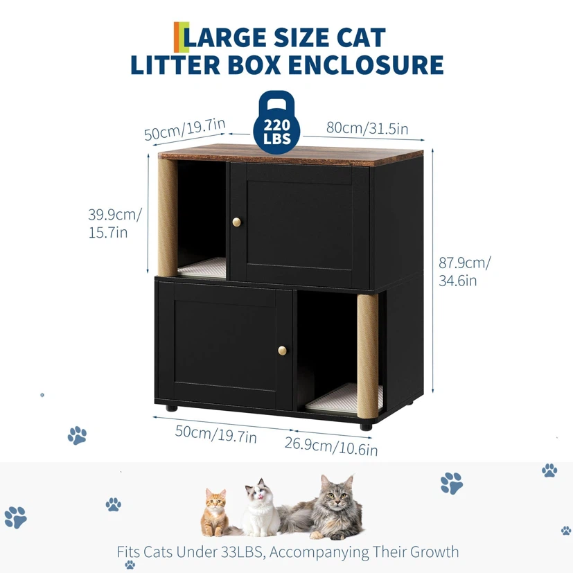 Garvee Double Layer Cat Litter Enclosure for 2 Cats - photo 2