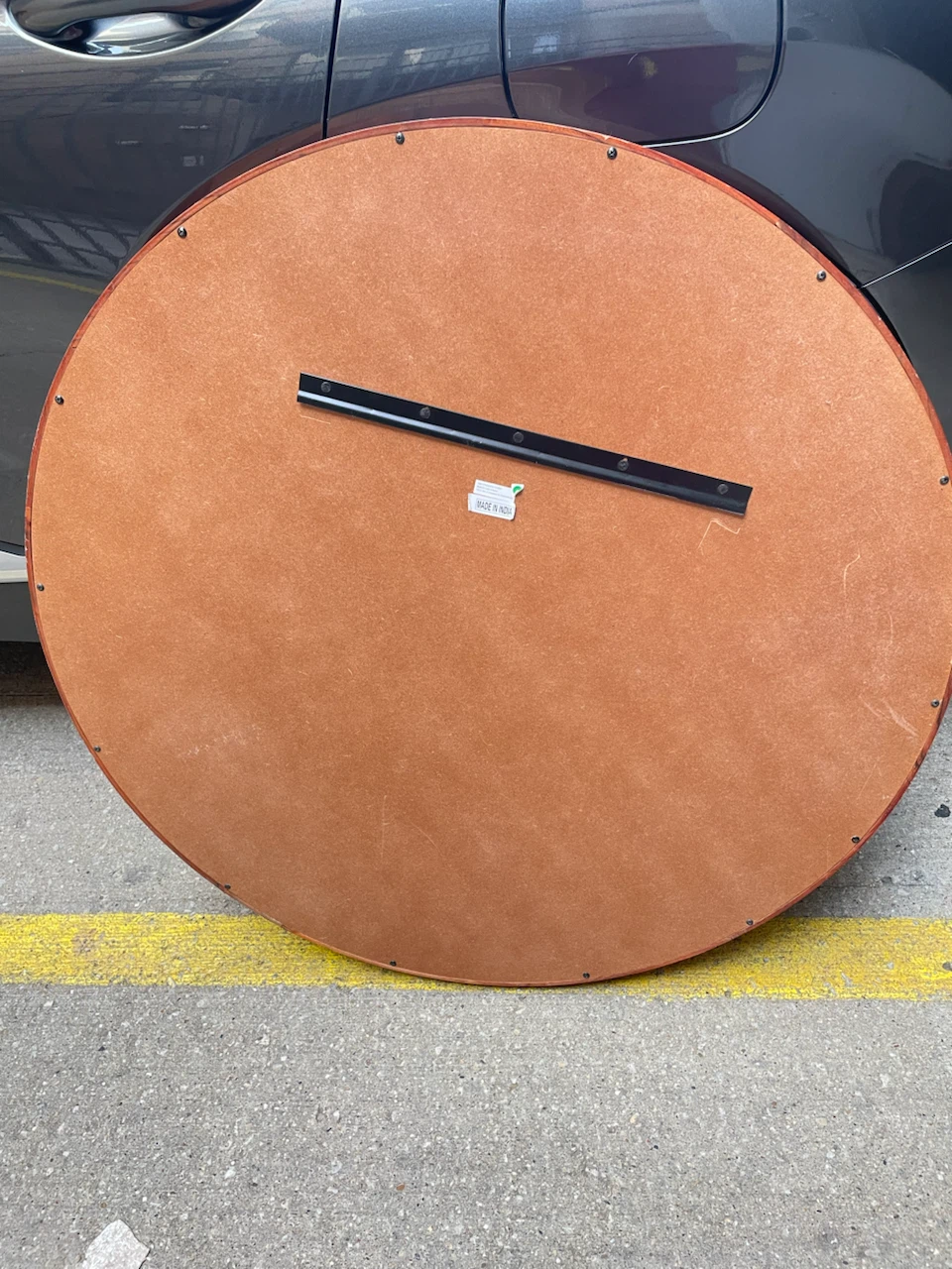 Large Round Wooden Wall Mirror - photo 2