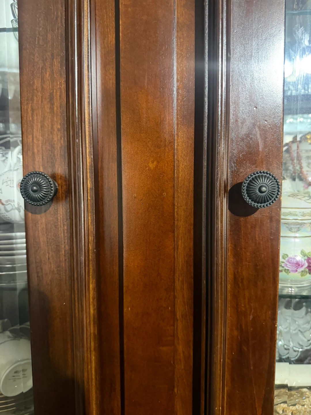Traditional Dark Wood China Cabinet - photo 2