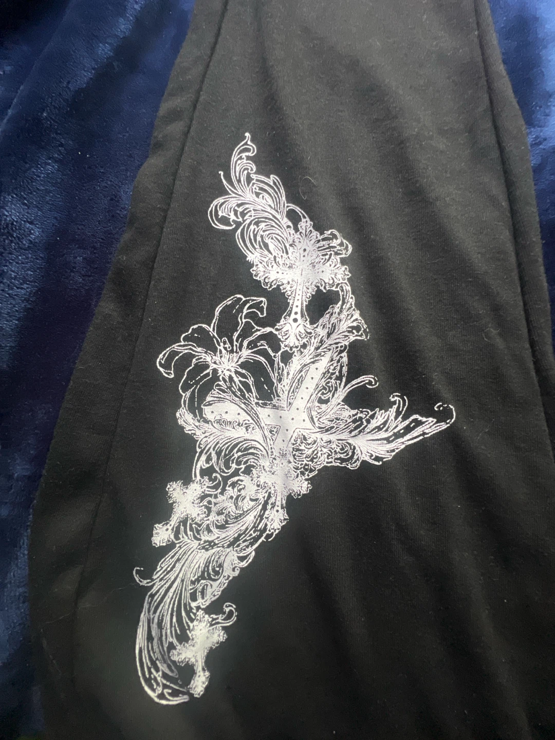 Black Yoga Flare Pants with Floral Detail - photo 2