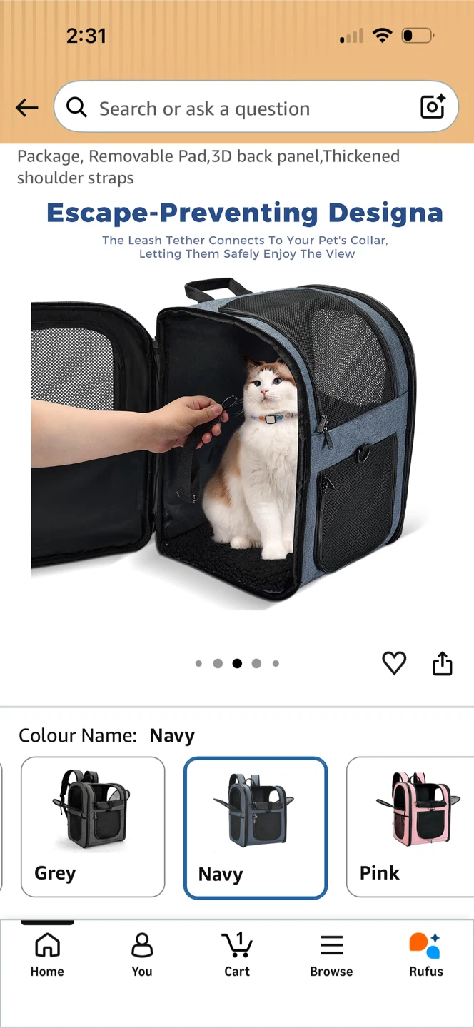 Apollo Walker Navy Cat Carrier Backpack - photo 3
