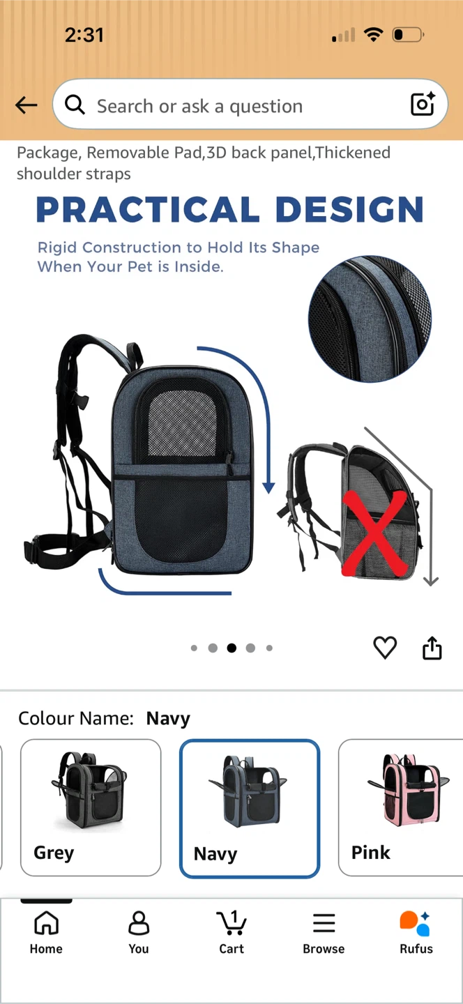 Apollo Walker Navy Cat Carrier Backpack - photo 4