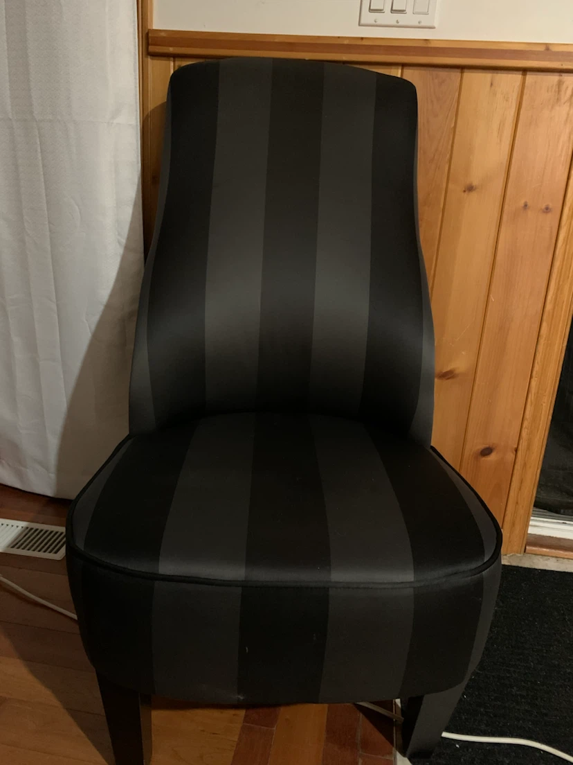 Black and grey striped accent chair