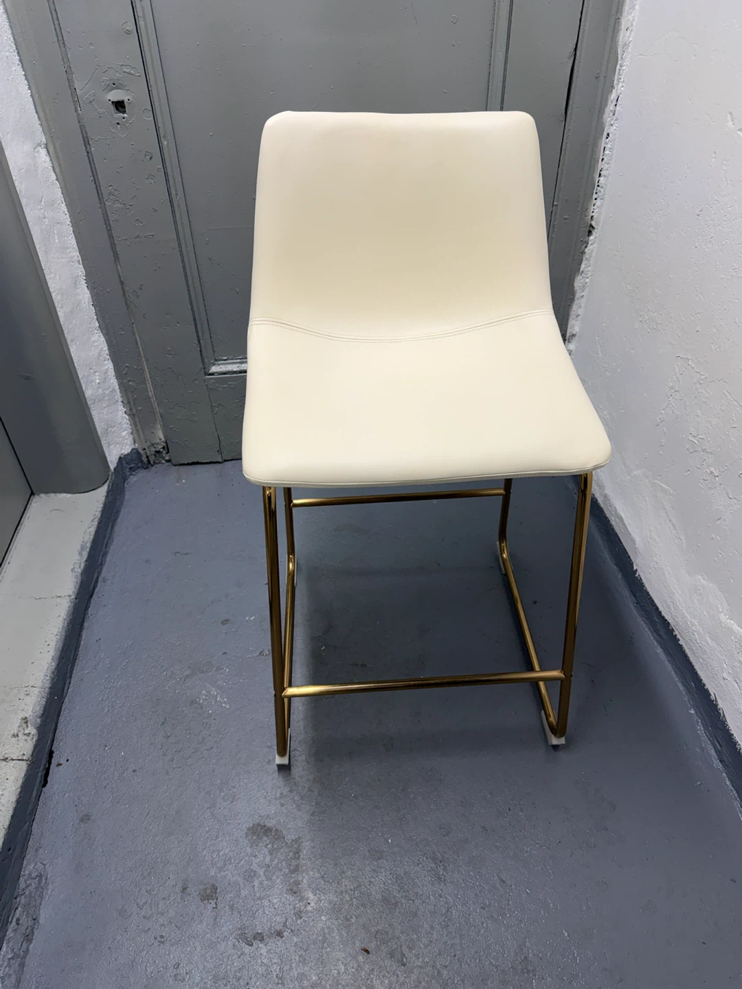 Cream White Counter Stool with Gold Tone Base - photo 3