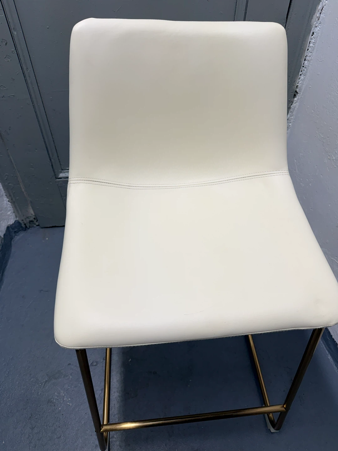 Cream White Counter Stool with Gold Tone Base - photo 4